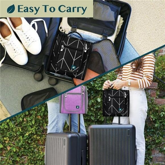 PAVILIA Hanging Toiletry Bag Travel Makeup Organizer Large Cosmetic Case - Picture 7 of 8